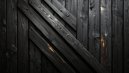 Black wooden wall background or texture. Dark wood planks background.の素材