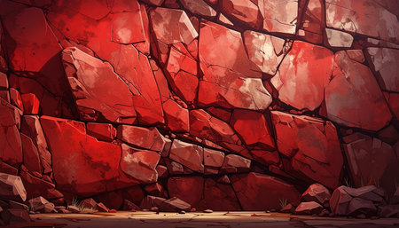 Red stone wall texture background, 3d render. Computer digital drawing.の素材