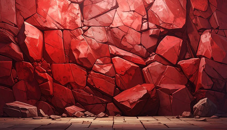 Abstract red stone wall background. 3D Rendering, 3D illustrationの素材