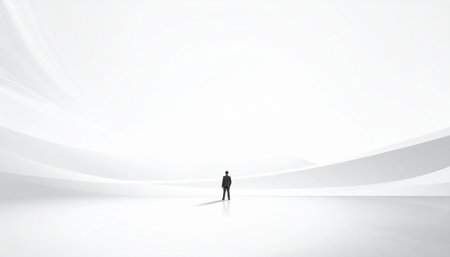 Silhouette of a businessman in front of a white wall.の素材