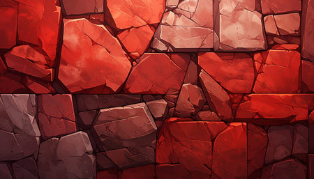 3d illustration of red stone wall texture background. Abstract background.の素材