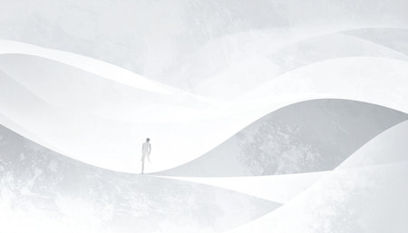 Businessman standing in the middle of the white waves. Conceptual imageの素材