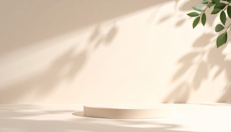 3d render of white podium for product display. Mock up.の素材