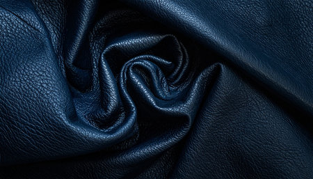 Texture, background, pattern. The fabric is dark blue. In the photo, the texture of the fabric is made of natural leather.の素材