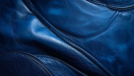 Blue leather texture closeup background. 3d rendering, 3d illustration.の素材