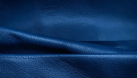 Blue leather texture background. Close up of blue leather texture background.の素材