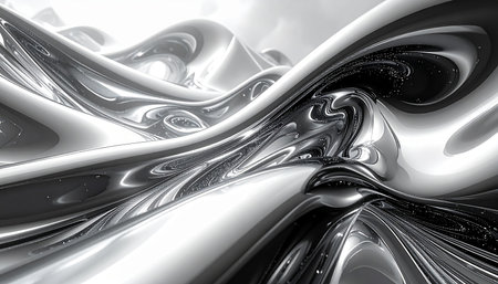 3d illustration of abstract geometric composition,digital art works.  Black and white colors.の素材