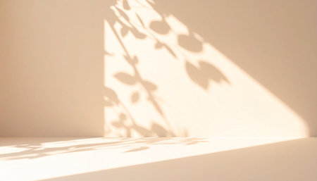 Shadow of leaves on a white wall. Shallow depth of field.の素材