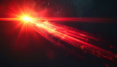 Abstract red light background with lens flare effect. 3D Renderingの素材