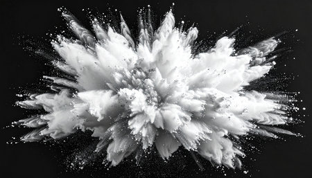 3d rendering of white cloud with white dust particles on black backgroundの素材