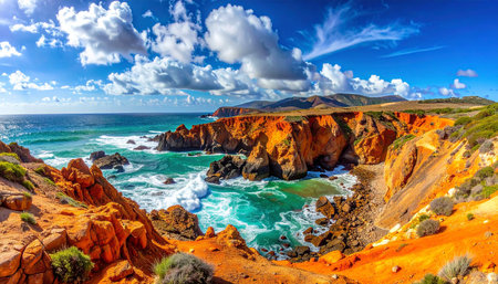 Fantastic view of the cliffs on the north coast of Portugal.の素材