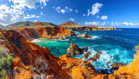 Fuerteventura, Canary Islands, Spain. Beautiful view of the sea and the cliffs.の素材