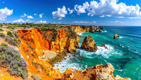 Ponta da Piedade on the Algarve coast in Portugalの素材