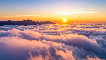 Sunrise over the clouds at Doi Inthanon National Park, Chiang Mai, Thailandの素材
