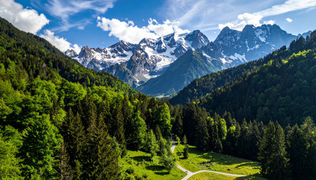 Panoramic view of the mountains in the Dolomites, Italyの素材