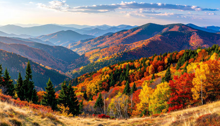 Colorful autumn landscape in the Carpathian mountains. Ukraine, Europe.の素材