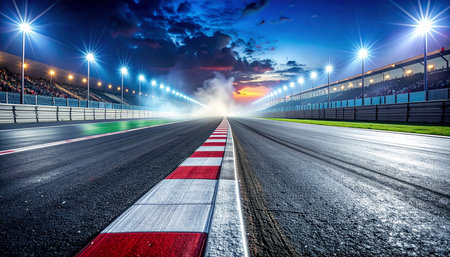 Empty asphalt road and race track at sunset in Shanghai,China.の素材