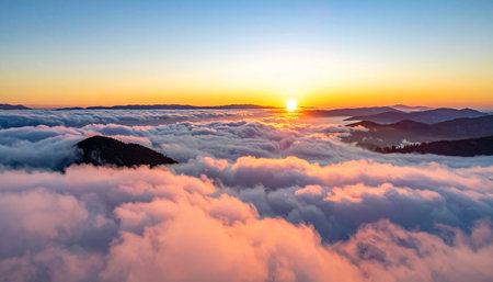 Sunrise in the clouds at Doi Inthanon National Park, Chiang Mai, Thailandの素材