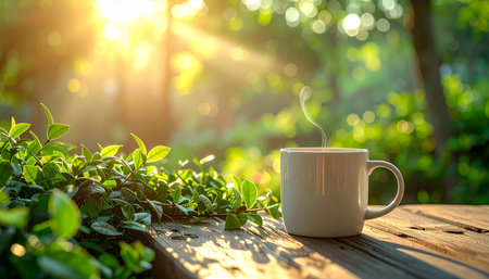 Mountain landscape with green grass and stone path in the mountains.の素材