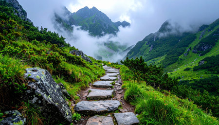 Mountain trail in the Tatra Mountains, Poland. Beautiful summer landscape.の素材