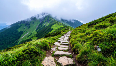 Mountain trail in the Carpathian mountains. Ukraine, Europe.の素材