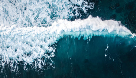 Aerial view of the waves in the ocean. Natural background.の素材