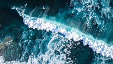 Aerial view of ocean waves. Aerial view of ocean waves.の素材