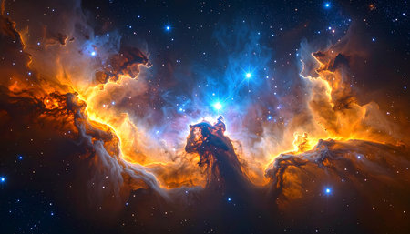 Abstract cosmic background with nebula and stars. Elements of this image furnished by NASAの素材