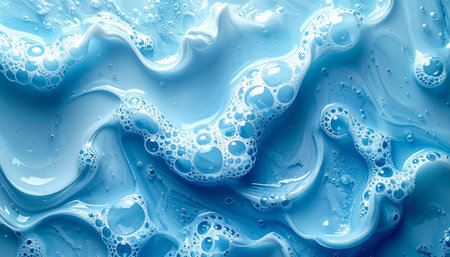 abstract blue background of soap foam close-up, abstract backgroundの素材