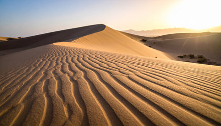 Desert sand dunes at sunset, Death Valley National Park, California, USAの素材