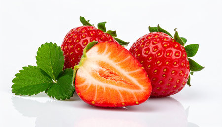 strawberry isolated on white background. macro. studio shot.の素材