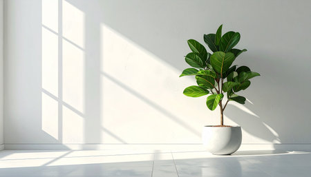 houseplant in a pot on a white wall background, 3d renderの素材