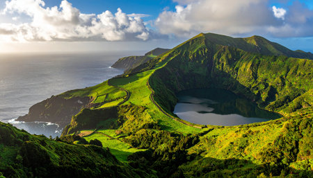 Panoramic view of Azores islands, Portugal. Beautiful nature backgroundの素材