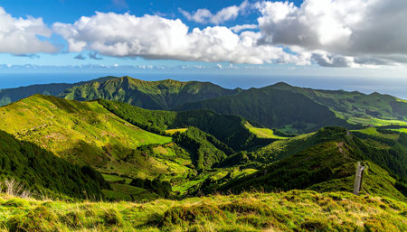 Panoramic view of Azores, Portugal. Beautiful summer landscapeの素材