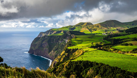 Panoramic view of the island of Sao Miguel, Azoresの素材