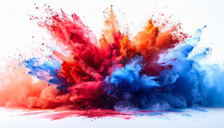 Colorful explosion of paint on a white background. Abstract background.の素材