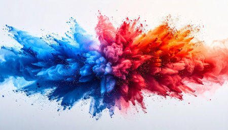 Colorful abstract paint explosion on white background. Colorful cloud of inkの素材