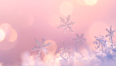 Snowflakes on bokeh background. Winter christmas backgroundの素材