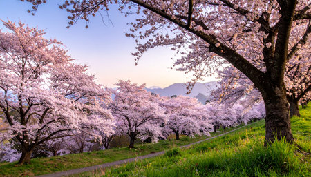 Cherry blossoms in full bloom at the park, Japan.の素材