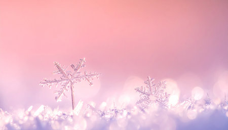 Snowflakes on bokeh background. Winter background with copy spaceの素材