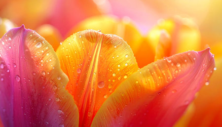 Beautiful tulip with dew drops on petals. Soft focusの素材