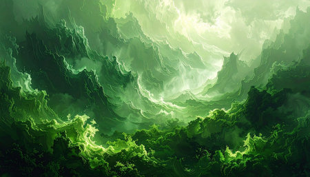 Fantasy alien planet. Abstract fractal shapes. 3D rendering illustration background or wallpaper.の素材