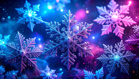 Snowflakes background. Christmas and New Year concept. 3D Renderingの素材