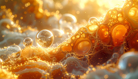 abstract background with water drops and bubbles, 3d render illustrationの素材