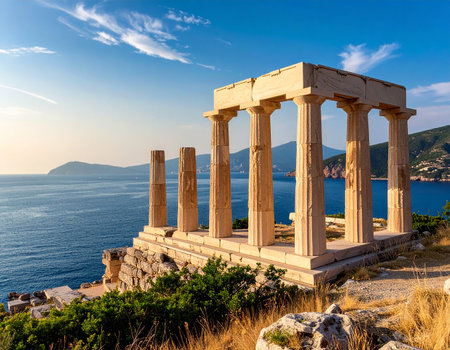 The Temple of Poseidon at the Acropolis of Athens, Greeceの素材