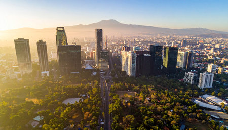 Panoramic view of the city of Santiago, Chile, South Americaの素材