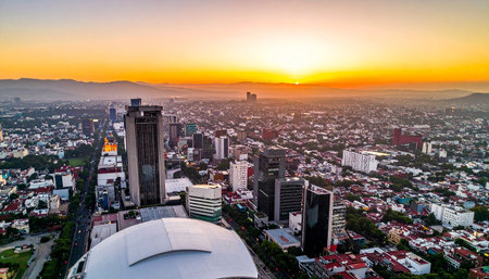Aerial view of Ho Chi Minh city at sunset, Vietnamの素材