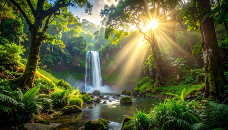 Beautiful waterfall in the rainforest at Doi Inthanon National Park, Chiang Mai, Thailandの素材