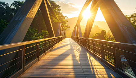 Bridge in the morning light, Chiangmai, Thailand.の素材