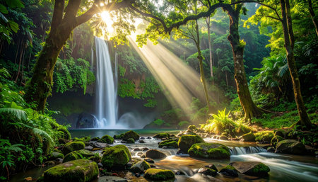 Beautiful waterfall in the rainforest at Doi Inthanon National Park, Chiang Mai, Thailandの素材